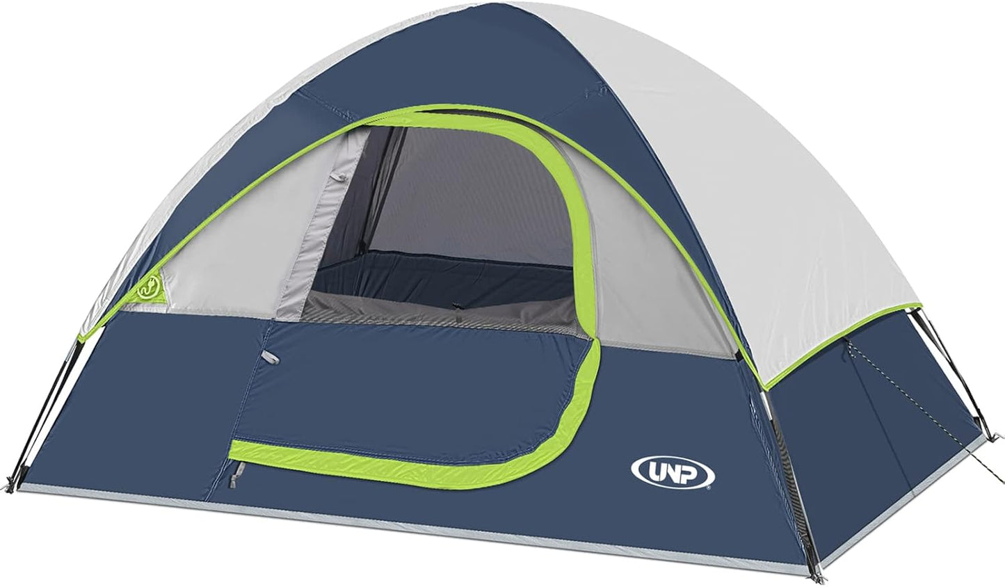 UNP 4 Person Camping Dome and Cabin Tent Easy Set Up, Waterproof with Top Rainfly for Outdoor Camping/Hiking