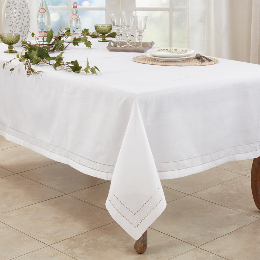 Fennco Styles Classic Embroidered & Hemstitch Tablecloth