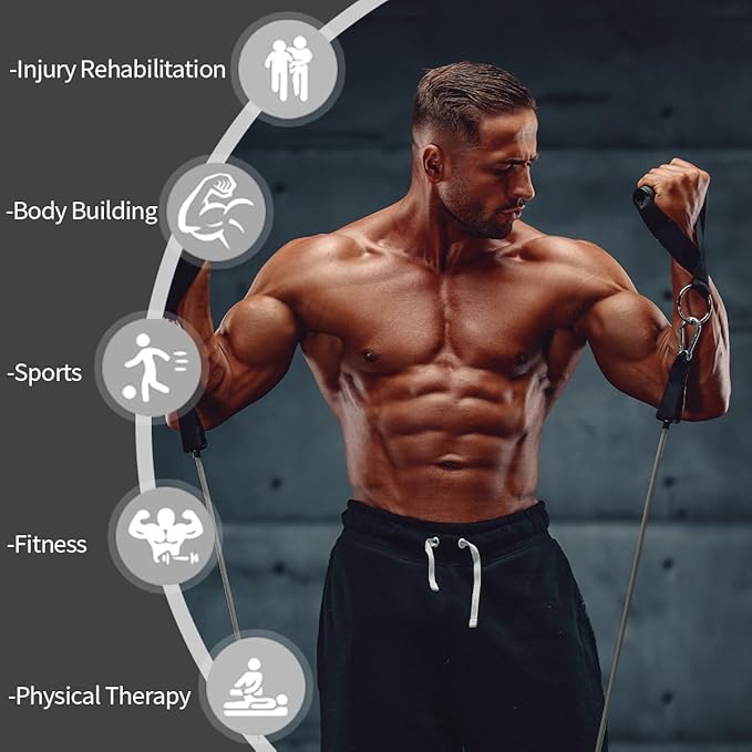 VEICK Resistance Bands, Exercise Bands for Working Out with Handles, Elastic Workout Bands for Men Women, Exercising Bands for Strength Training Equipment at Home Gym