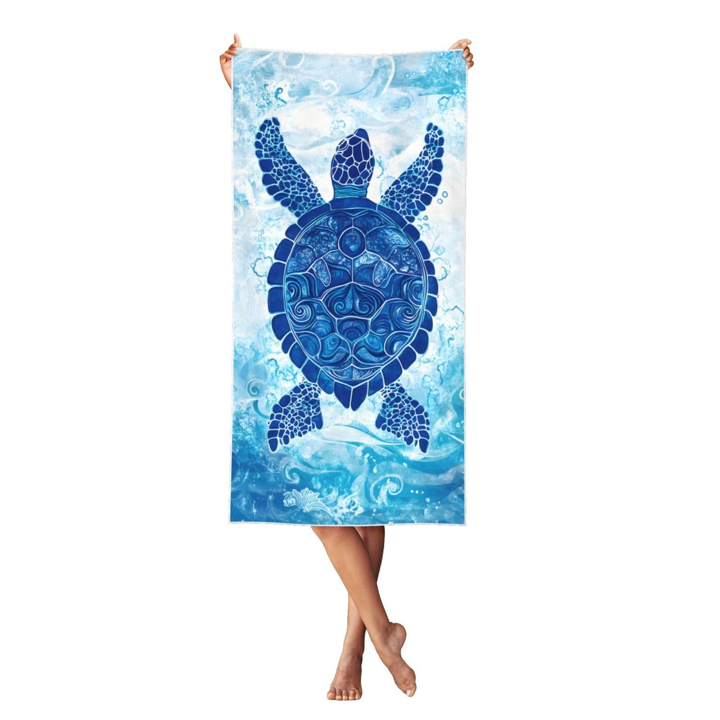 Lornarta Oversized Beach Towel 55x27in Sea Turtle Quick Dry Soft Polyester