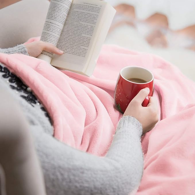 Bedsure Fleece Blankets Queen Size Pink - Bed Blanket Soft Lightweight Plush Fuzzy Cozy Luxury Microfiber 90x90 inches