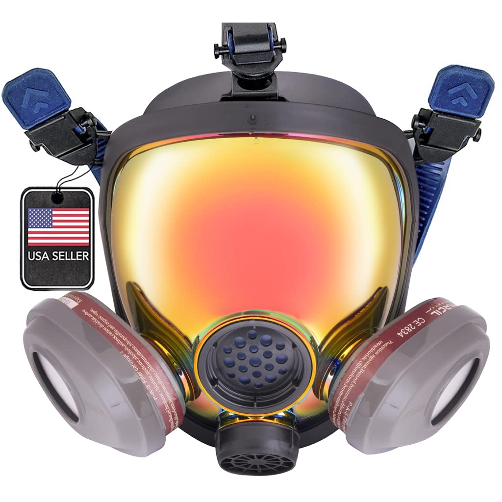 Parcil Distribution Gas Mask Survival Nuclear and Chemical Full Face Respirator - Organic Vapor & Particulate - CE Tested