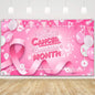 MEHOFOND Breast Cancer Awareness Banner Pink Ribbon Party Decoration Pink
