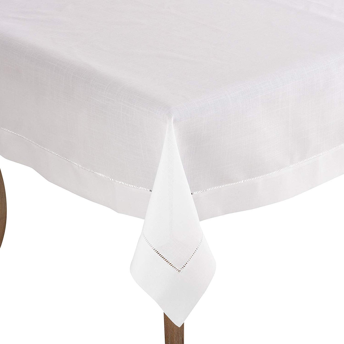 Fennco Styles Handmade Basic Hemstitch Border Linen-Cotton Tablecloth