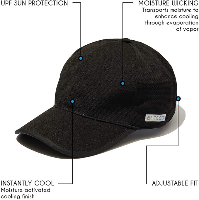 BUILTCOOL Adult Cooling Baseball Hat ??Men & Women Moisture Wicking, Mesh Back, Lightweight, Performance Ball Cap