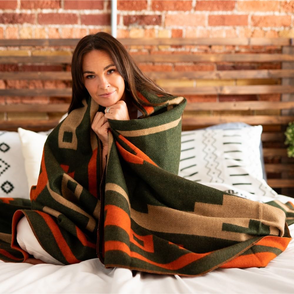 Arcturus Rainier Wool Blanket - 4.5lbs Warm, Heavy, Washable, Large | Great for Camping, Outdoors, Survival & Emergency Kits (Sunset Peak)