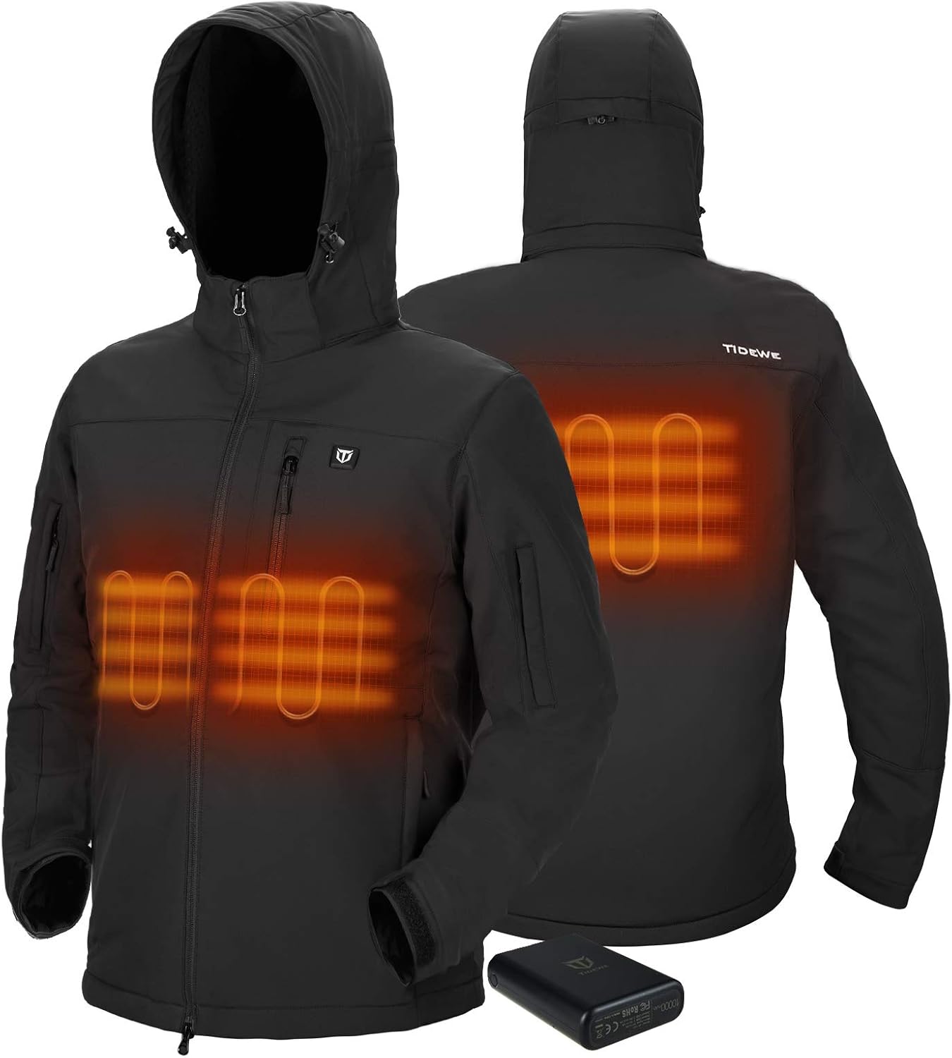 TIDEWE Heated Jacket for Men with Battery Pack (Black, Camo, Size S-XXXL)