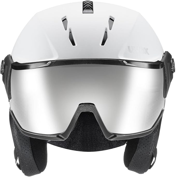 uvex Instinct Visor - Adjustable ski & Snowboard Helmet with Integrated Visor for Women & Men - White-Black Matte - Extra Large