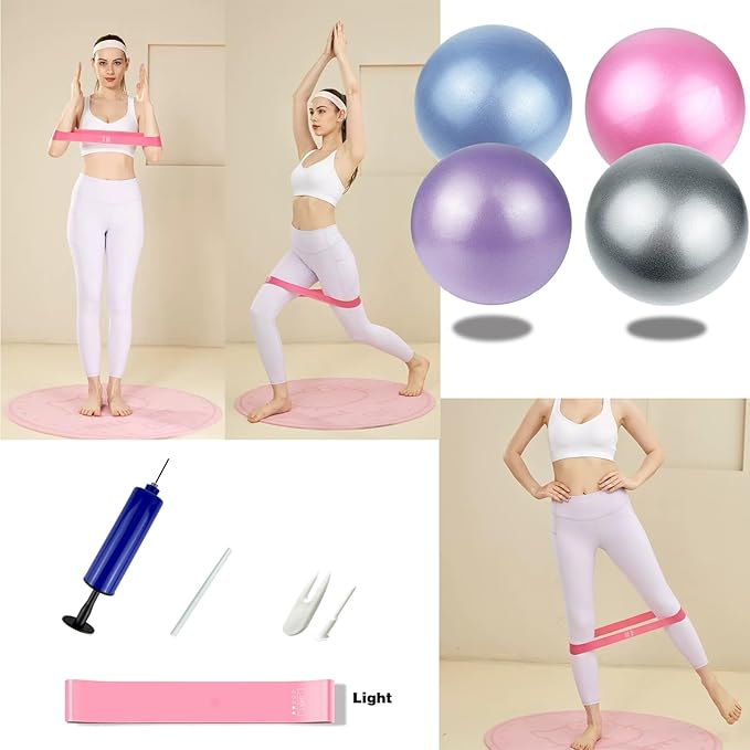 Pilates Ball 9 inch with Pump 5.2oz for Exercise Home Workout Physical Therapy Yoga