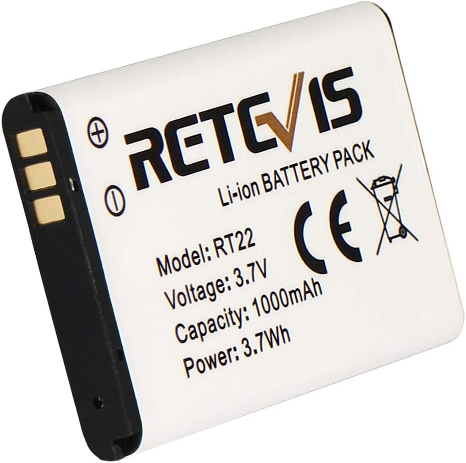 Retevis RT22 RT22S RT15 RT19 walkie talkies Battery Original 3.7V Li-ion Battery 1000mAh Compatible RT22 RT22S RT15 RT19 WLN KD-C1 Walkie Talkies (5 Pack)