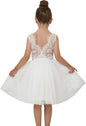 Girls Tulle Flower Girl Dress - Lace Back A-Line Party Dress
