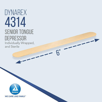 Dynarex Tongue Depressors Wood - Sterile, 100ea/bx, 10bxs/cs (1000 Count)