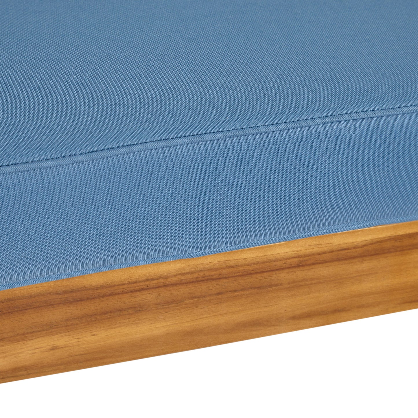 Outdoor Club Chair, Acacia Wood Patio Chair with Fabric Cushion, Teak Frame Blue Cushion