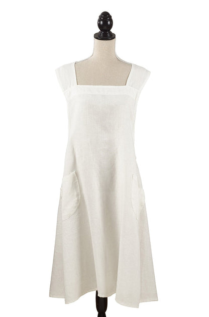 Fennco Styles Solid Criss Cross Back Apron Pure 100% Linen Cooking Kitchen Apron