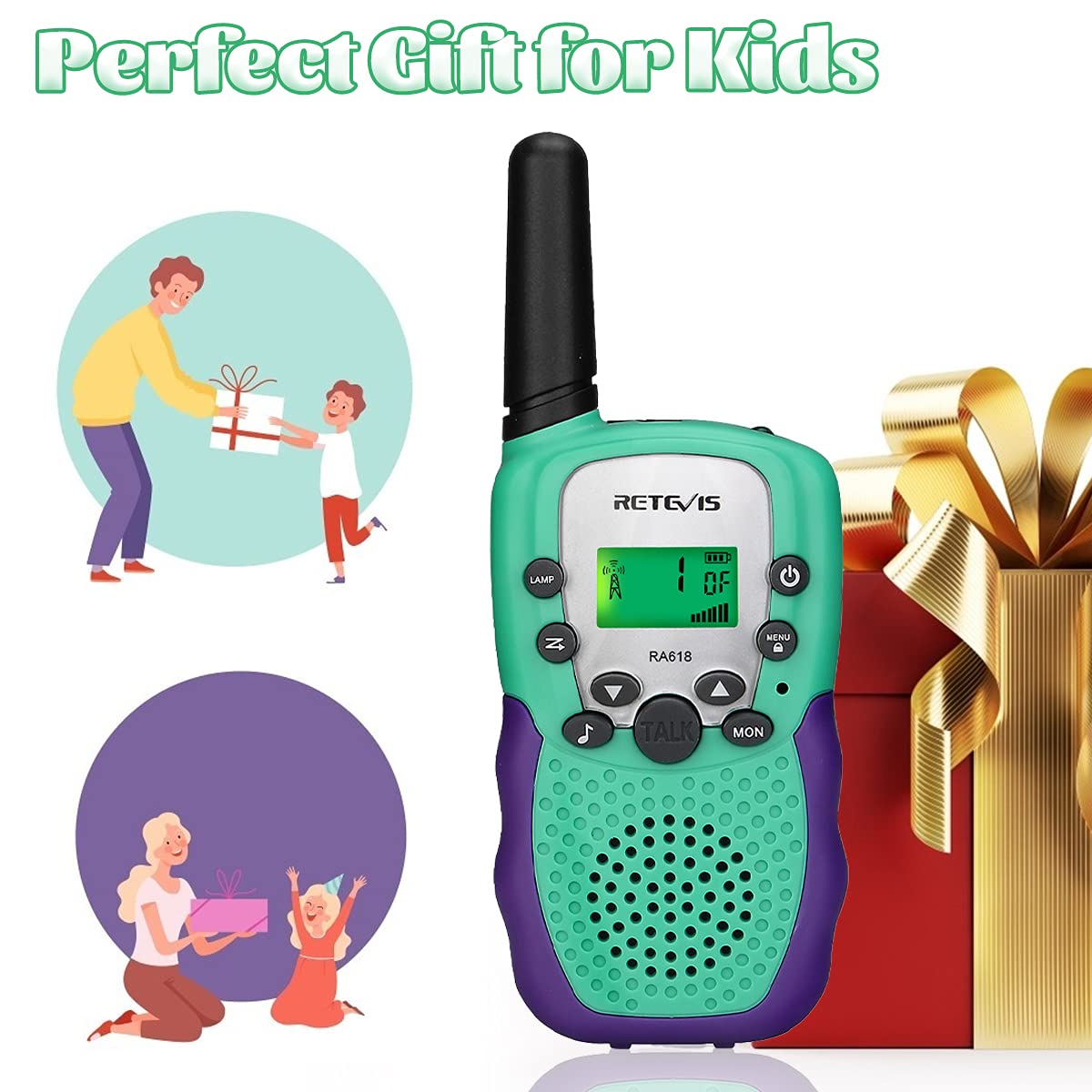 Retevis RT388 Walkie Talkies for Kids, Birthday Gifts for 6 7 8 9 10 11 12 Year Old Girls, 22 CH LCD Flashlight, Pink Walkie Talkies Christmas Gifts Toys for Girls(Pink, 2 Pack)