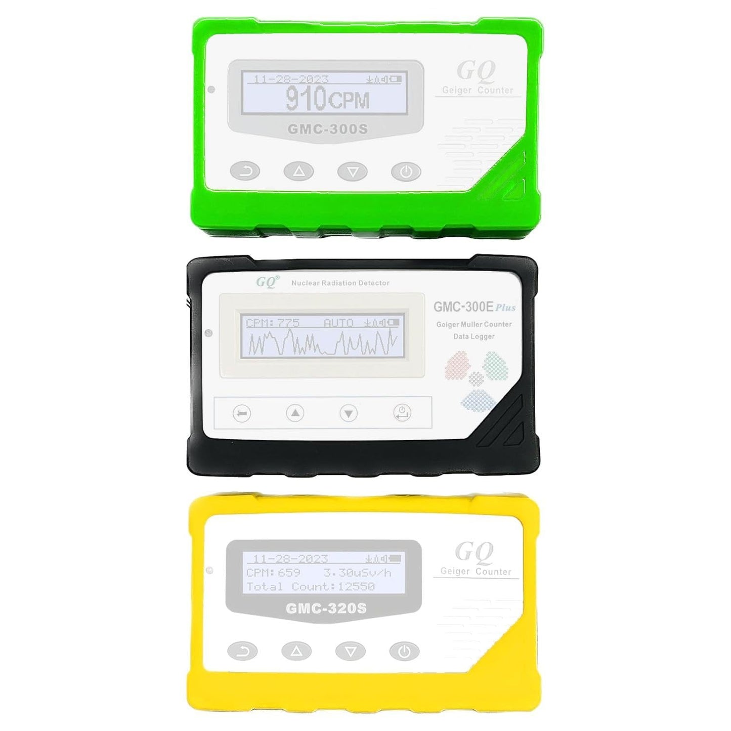 GQ GMC Digital Geiger Counter Nulcear Radiation Detector Drop-Proof Silicone Case (Black, Green, Yellow) (Black)