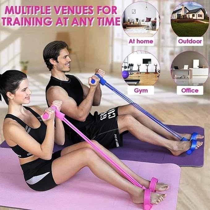 21 Fitness Resistance Bands - 4 Tube Pedal Ankle Puller, Yoga Handle Bands Exerciser Multifunction Trainer Tension Rope for Body, Abdomen, Waist, Arm, Tummy Exercise Stretching Training ( Color : Gray