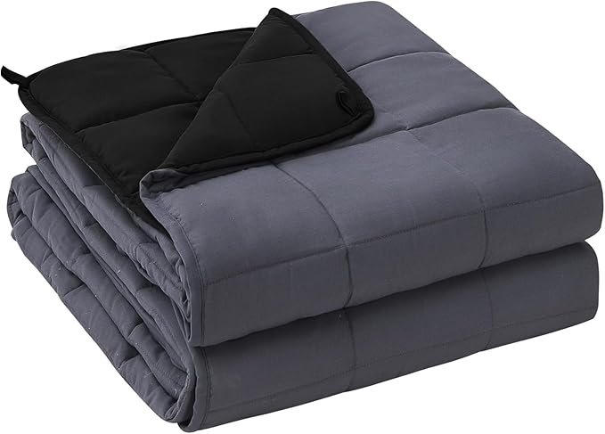 yescool Weighted Blanket for Adults (20 lbs, 60" x 80",Grey& Black) Cooling Heavy Blanket for Sleeping Perfect for 190-210 lbs, Queen Size Breathable Blanket with Premium Glass Bead, Machine Washable