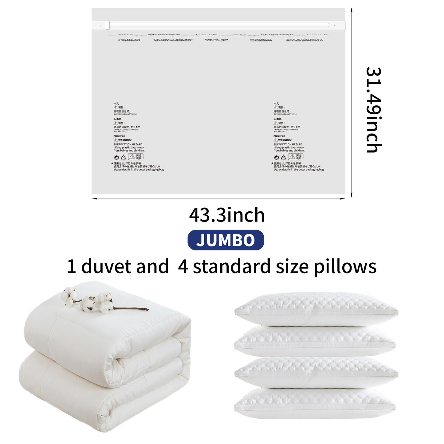 10 Pack Vacuum Storage Bags, Large Cube Bag (19.6 * 27.5 * 11.8 Inch), Large Vacuum Seal Bags for Clothing, Comforters, Blankets, Bedding, Closet Organization Space Saving