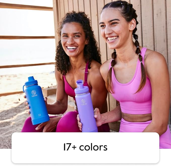 Takeya Actives Water Bottle with Spout Lid - Bottle with Double Stainless Steel Insulation - Dishwasher Safe & BPA-Free - Bottle with Spout Lid & Removable Bumper - 22 oz, Onyx