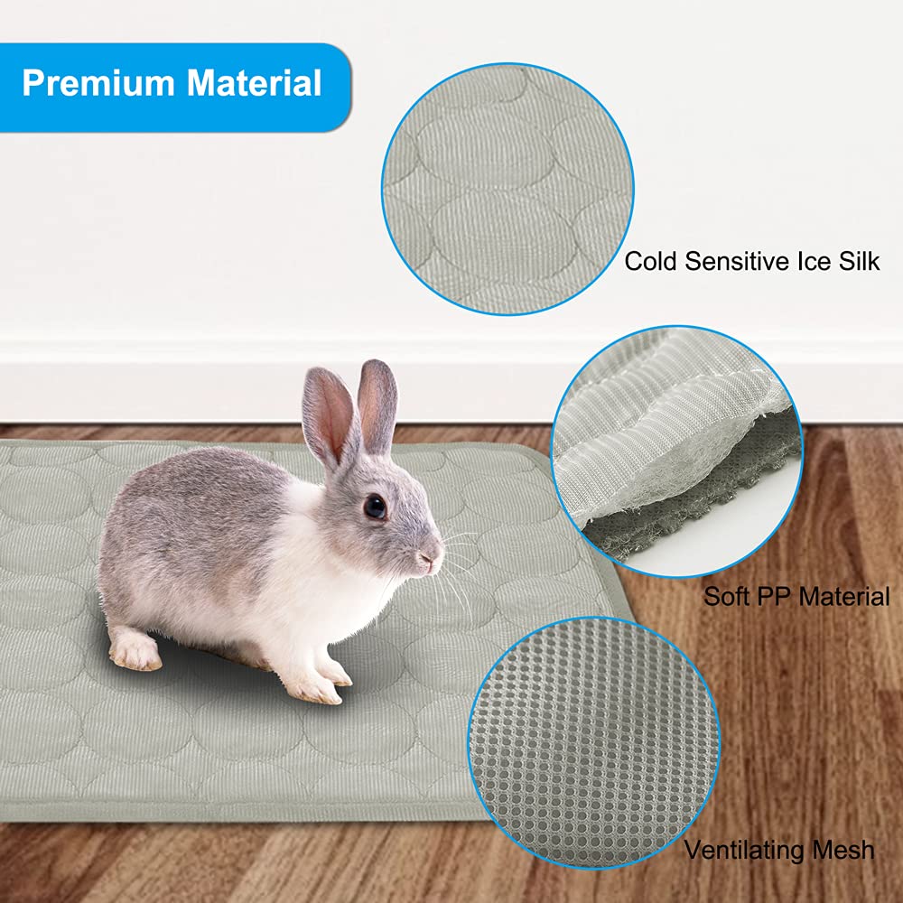 2PCS Summer Cooling Mat for Small Animals Bunny Guinea Pig 15.8x11.8 Grey