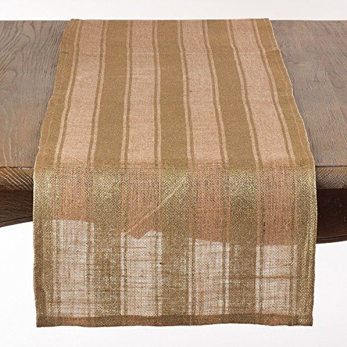 Fennco Styles Striped Foil Burlap Table Runner - 16"x72"- 2 Colors