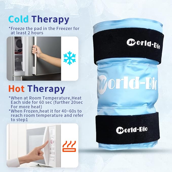 Knee Ice Pack Wrap for Pain Relief, Reusable & Flexible Gel Cold Pack for Leg Injuries, Swelling, Replacement Surgery, Hot & Cold Compress Knee Ice Wrap for Arthritis, Post-Surgery Recovery