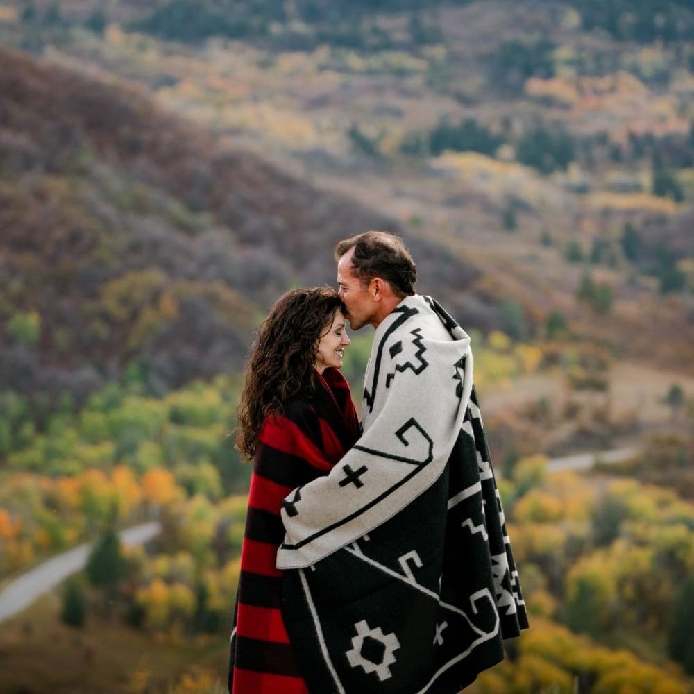 Arcturus Rainier Wool Blanket - 4.5lbs Warm, Heavy, Washable, Large | Great for Camping, Outdoors, Survival & Emergency Kits (Sunset Peak)
