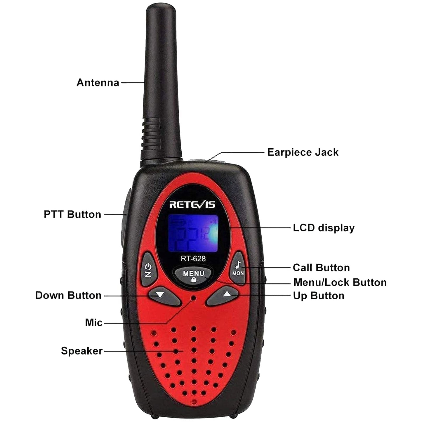 Retevis RT628 Rechargeable Walkie Talkies for Kids, 22 Channels 2 Way Radio with Backlit LCD Screen VOX, Kids Toys for 6-12 Years Old Boys Girls Birthday Gift, Indoor Outdoor Adventure(Red, 2 Pack)