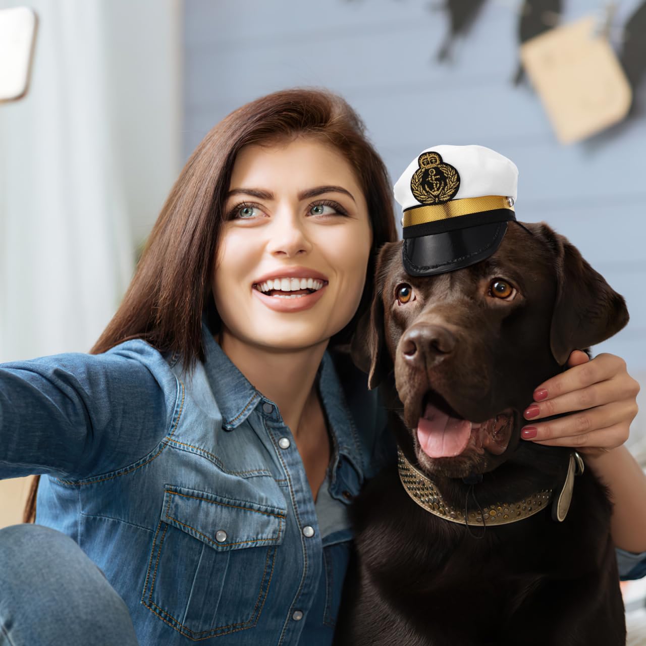 BESPORTBLE Small Dog Captain Sailor Hat Marine Admiral Costume Black