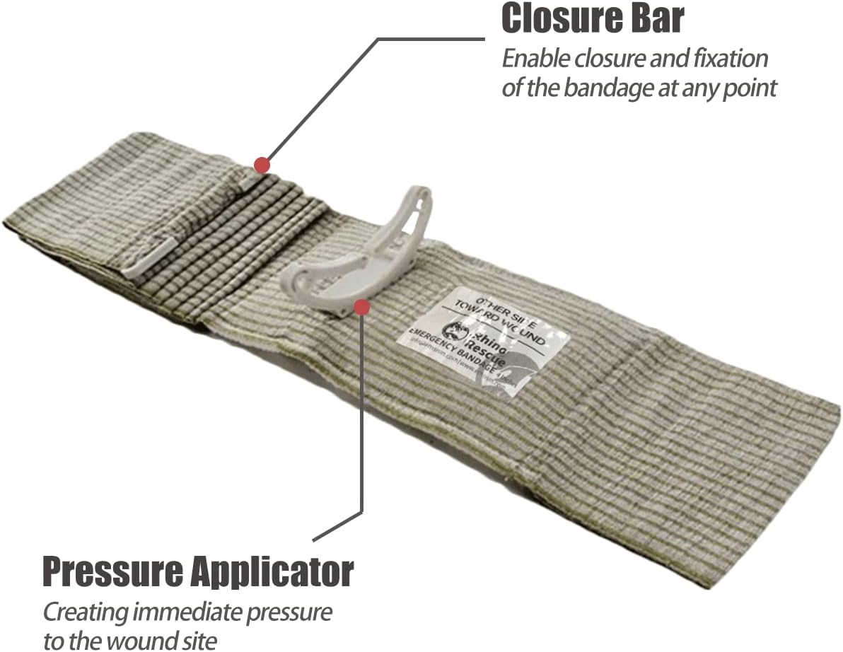 RHINO RESCUE Bundle-Vented Chest Seal, 4 Vents, Sterile Emergency Trauma Dressing, Occlusive Adhesive Pad+6" Israeli Style Emergency Bandage, Compression Trauma Wound Dressing