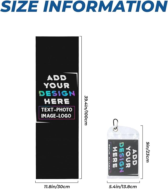 Custom 1-100PCS Cooling Sports Towel, Personalized Photo Logo Soft Cold Exercise Towel for Neck and Face Customized Quick-Drying Cooling Wrap Fitness Workout Sweat Towel 12"x40" (8)