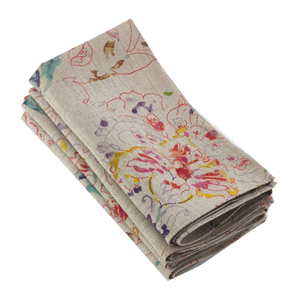 Fennco Styles Primavera Collection Printed Floral Design 100% Linen Table Runner