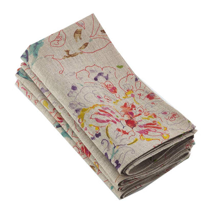 Fennco Styles Primavera Collection Printed Floral Design 100% Linen Table Runner