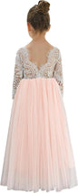Girls Tulle Flower Girl Dress - Lace Back A-Line Party Dress