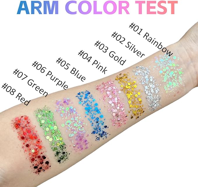 Mysense Purple Body Glitter Stick,Mardi Gras Accessories,Sparkling Face Hair Glitter,Mermaid Sequins Chunky Glitter Face Paint,Singer Concert Outfit Festival Rave Accessories for Women and Kids