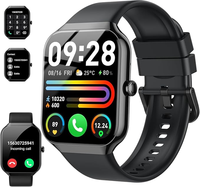 Smart Watch(Answer/Make Call), 1.96" HD Smartwatch for Men Women, 2025 Fitness Activity Tracker with Heart Rate/Sleep Monitor/Pedometer/110+ Sport Modes, IP68 Waterproof Fitness Watch for Android iOS
