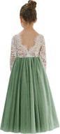 Girls Tulle Flower Girl Dress - Lace Back A-Line Party Dress