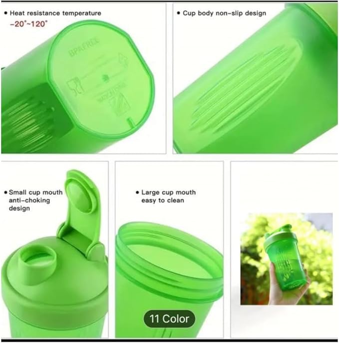 CHNLML Protein Shaker Bottle 400ML/16Oz w. Shaker Ball for Protein Shake, Shaker Bottle with Mixing Ball, Leak-Proof, BPA-Free, for Gym, Workout, Juice Mixer (Black/Black Body, 16Oz-400ML-1Bottle)