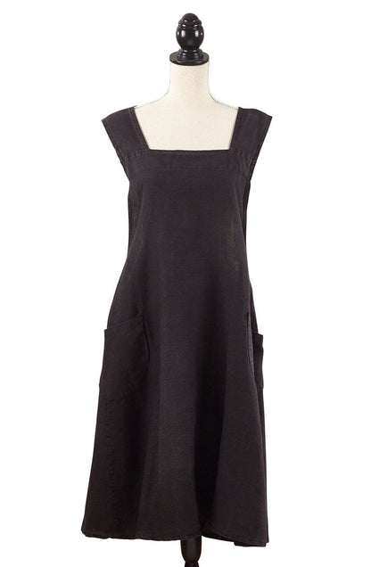 Fennco Styles Solid Criss Cross Back Apron Pure 100% Linen Cooking Kitchen Apron