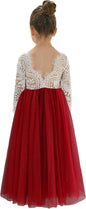 Girls Tulle Flower Girl Dress - Lace Back A-Line Party Dress