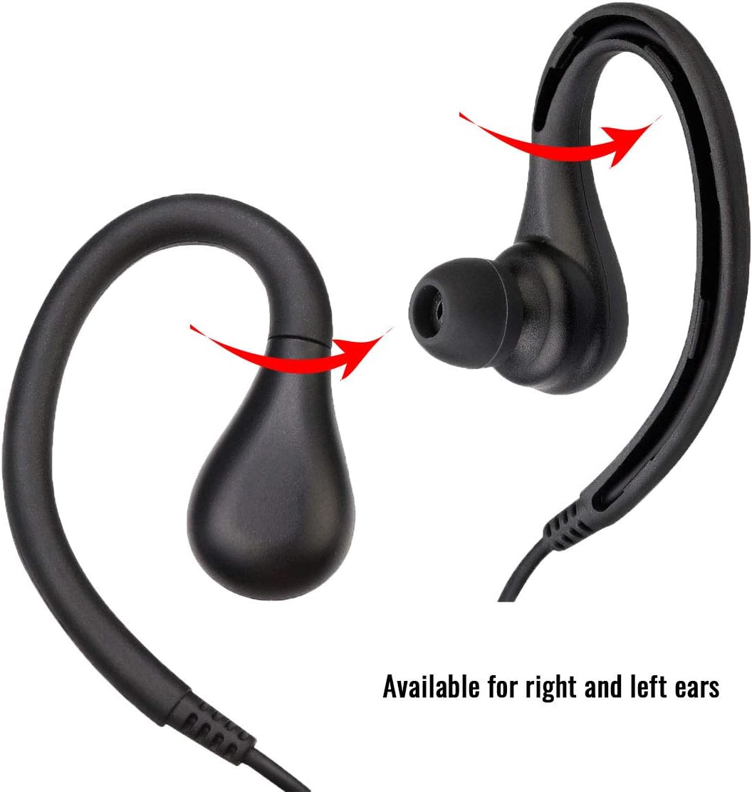 Retevis RT22 Walkie Talkie Earpiece with Mic, Earhook, 2 Pin, for RT22 RT68 RT21 H-777 RT86, Compatible with Pxton Baofeng BF-888S BF-T26 Kenwood Two Way Radio, Two Way Radio Earpiece(1 Pack)