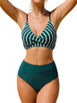 Women's High Waisted Bikini Set - V Neck Twist Front Two Piece Swimsuit with Adjustable Straps