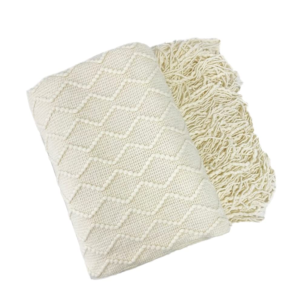 Fennco Styles Modern Textured Weave Knit Throw with Fringe 50" W x 60" L - Chevron Throw Blanket for Sofa, Couch, Living Room, Bedroom Décor