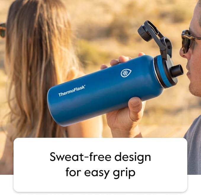 Thermoflask Insulated Water Bottle with Spout Lid, 40oz, 2 Pack (Teal/Graphite)