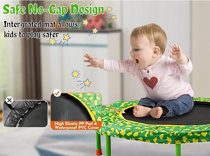 36 Inch Toddler Trampoline with Handle, Outdoor Indoor Trampoline for Kids, Mini Trampolines with Handlebar, Gifts for Boys and Girl, Small Kid Baby Trampolines