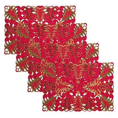Fennco Styles Embroidered Christmas Tree Cutwork Tablecloths