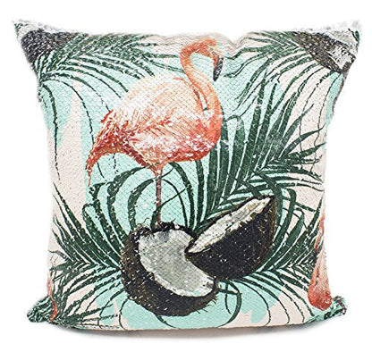 Fennco Styles Reversible Flamingo Mermaid Sequin Magic Throw Pillow 16" Square-5 Designs