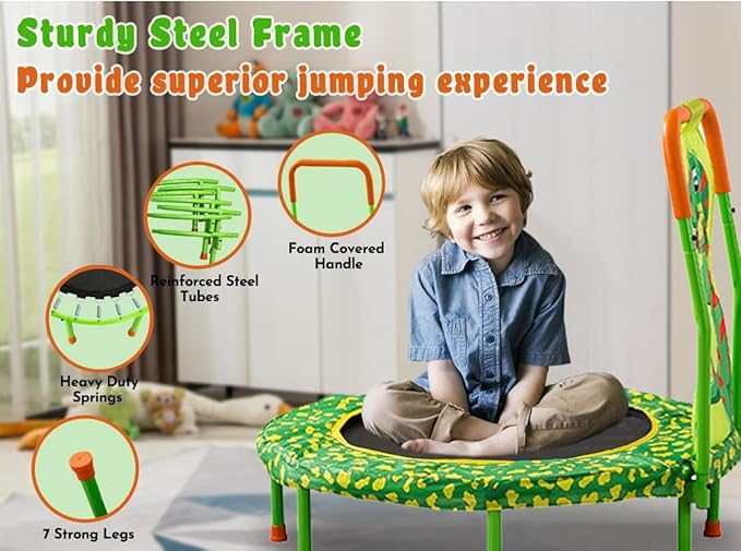 No-Gap 36" Mini Trampoline Toddler Trampoline with Handle for Kids, 36 inch Indoor Garden Small Kid Trampoline Baby Trampolines with Super Safe Cover for Toddlers Ages 2 to 5