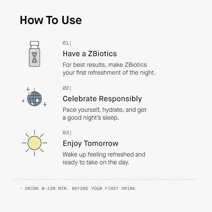 ZBiotics — Feel Better After Drinking, Wake Up Refreshed, Science-Backed, Patented Probiotic for Easier Mornings, Travel-Friendly, 3-Pack of 0.5 Fl Oz Bottles